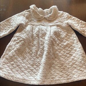 Quilted Cream Baby Dress with Ruffled Collar